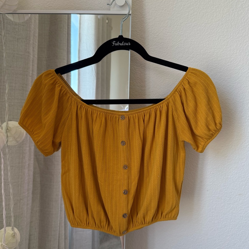 Mustard Yellow Off the Shoulder Top